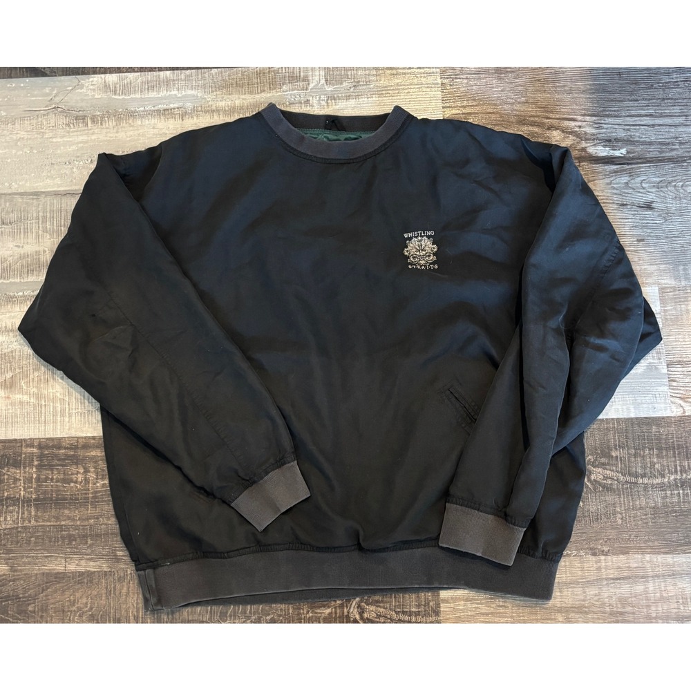 Whistling Straits Golf Windshirt Mens XL Black Pullover Jacket Gear For Sports